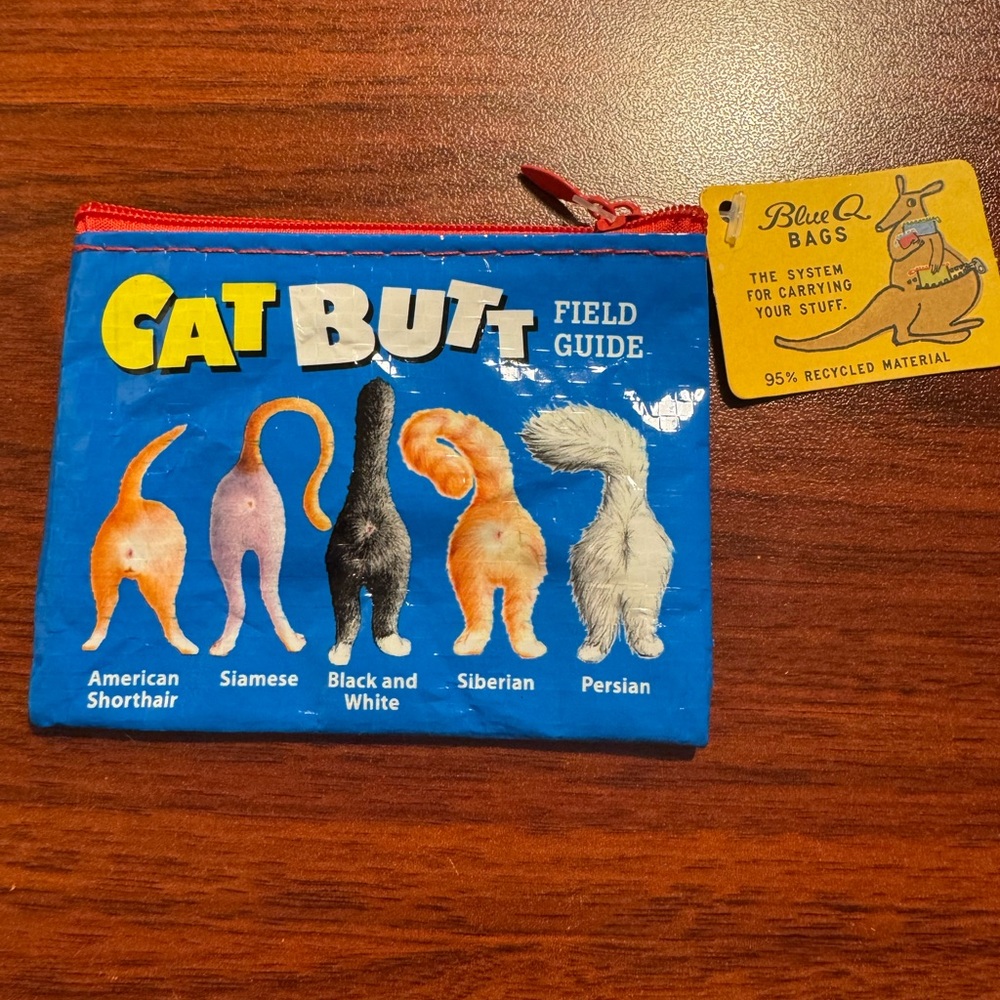 Cat Butt Coin Purse - Blue and Red - Picture 3 of 6